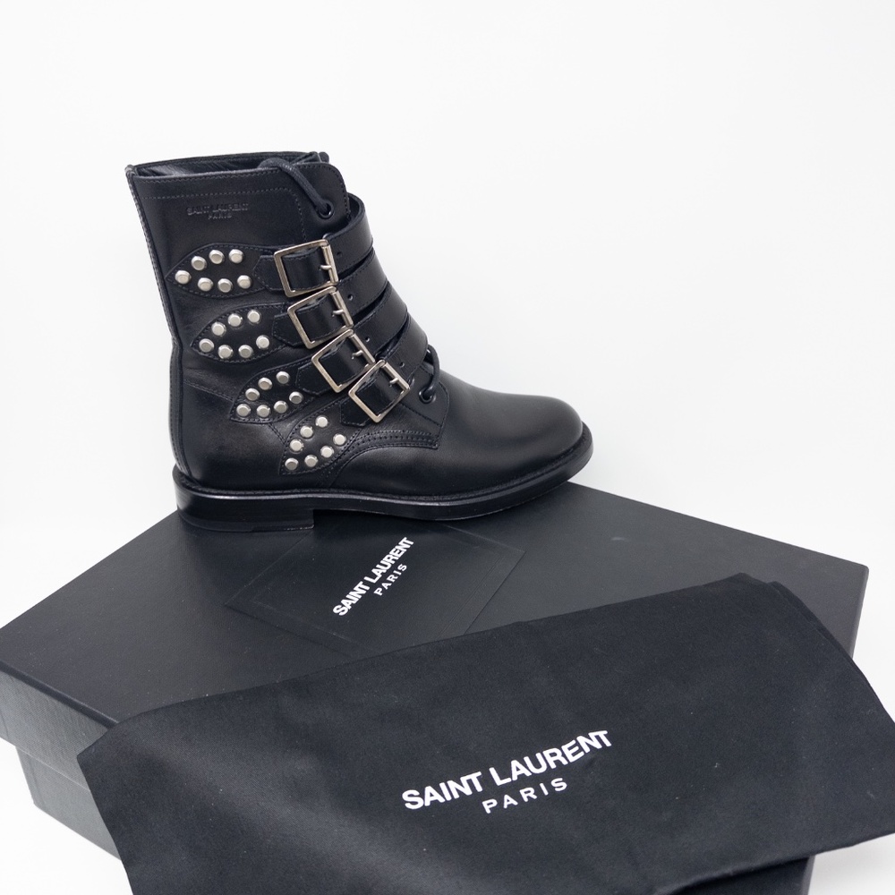 Yves Saint Laurent Black Leather Ranger Boots size 37 EU - Picture 7 of 7